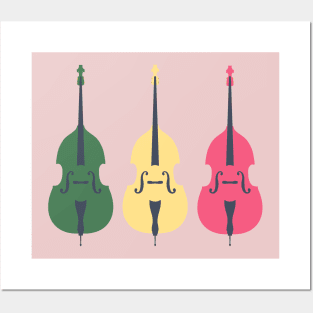 Trio of Bright  Double Basses Posters and Art